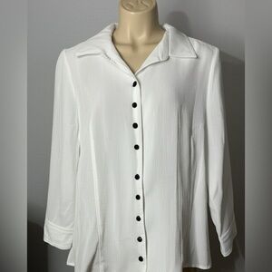 Christopher & Banks White 3/4 Sleeve Button Down Shirt NWOT